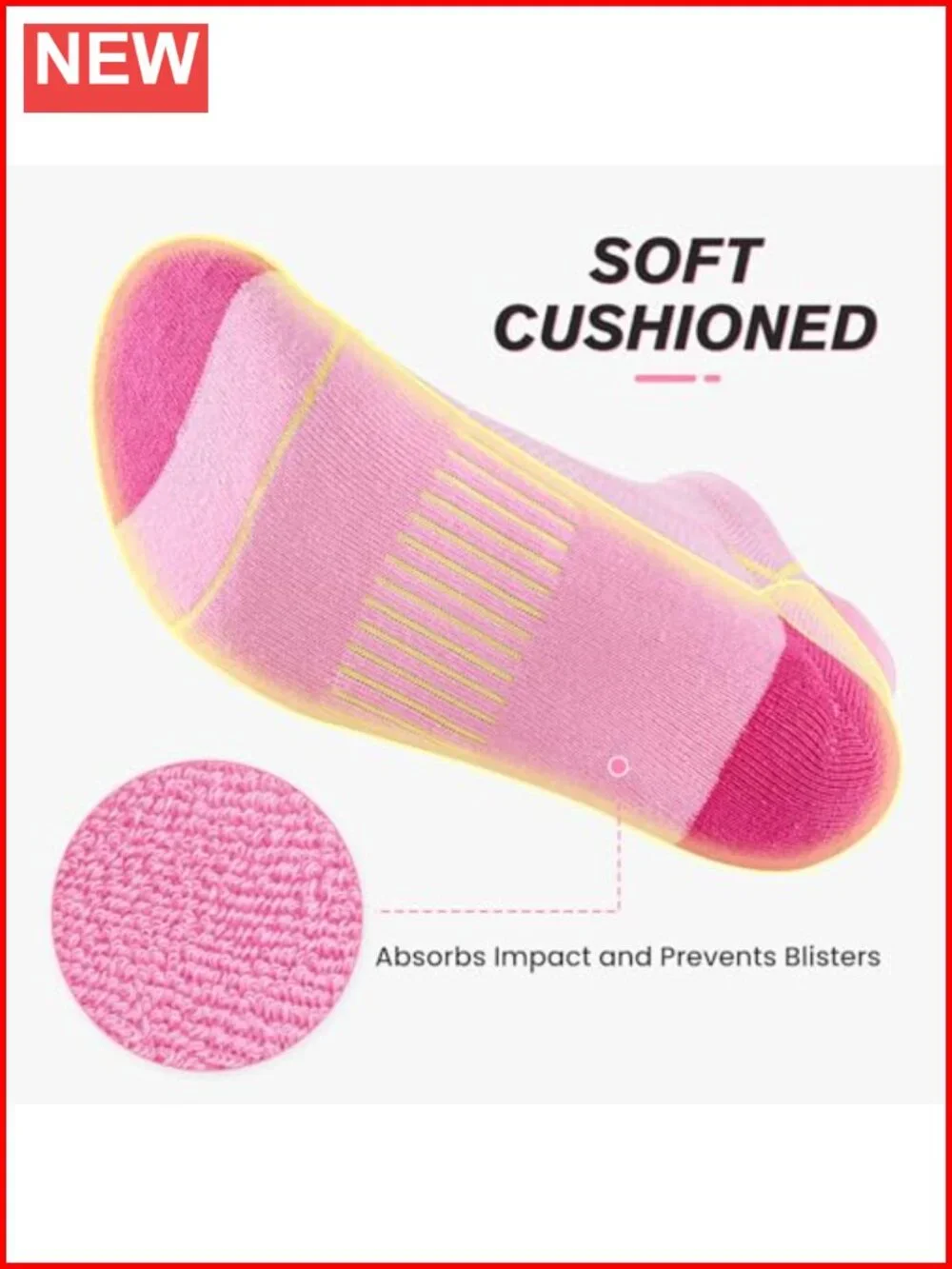 Cotton Cushioned Athletic Running Socks - Low Cut Ankle Socks for Women (6
